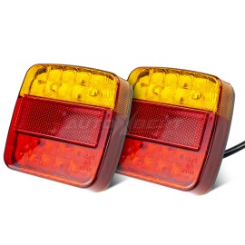 AUTOXBERT 2x Red Truck Trailer Tail Light Kit 26LED Boat Stop Turn Brake Lamp Waterproof !