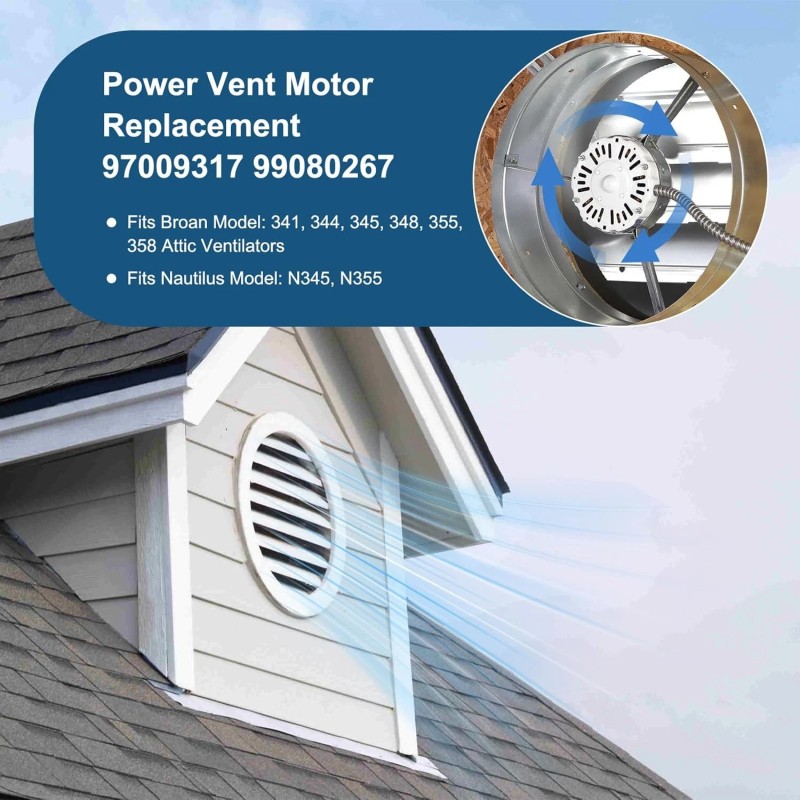 97009317 Attic Fan Motor Replace for Broan 69317, S97009317, 99080267,F0516