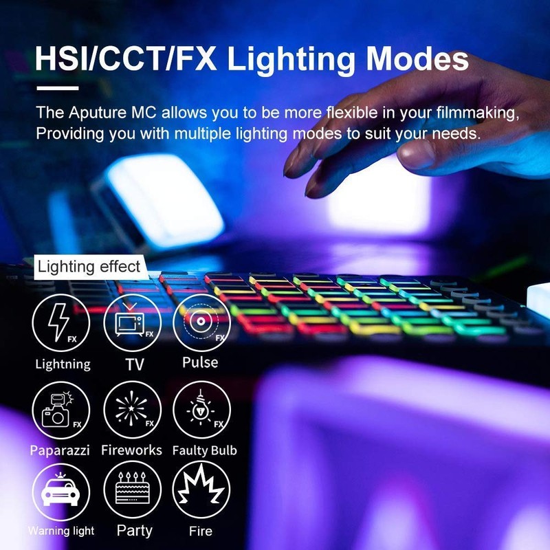 Aputure AL-MC RGBWW Camera Video Continuous Lighting Dimmable 3200K-6500K LED