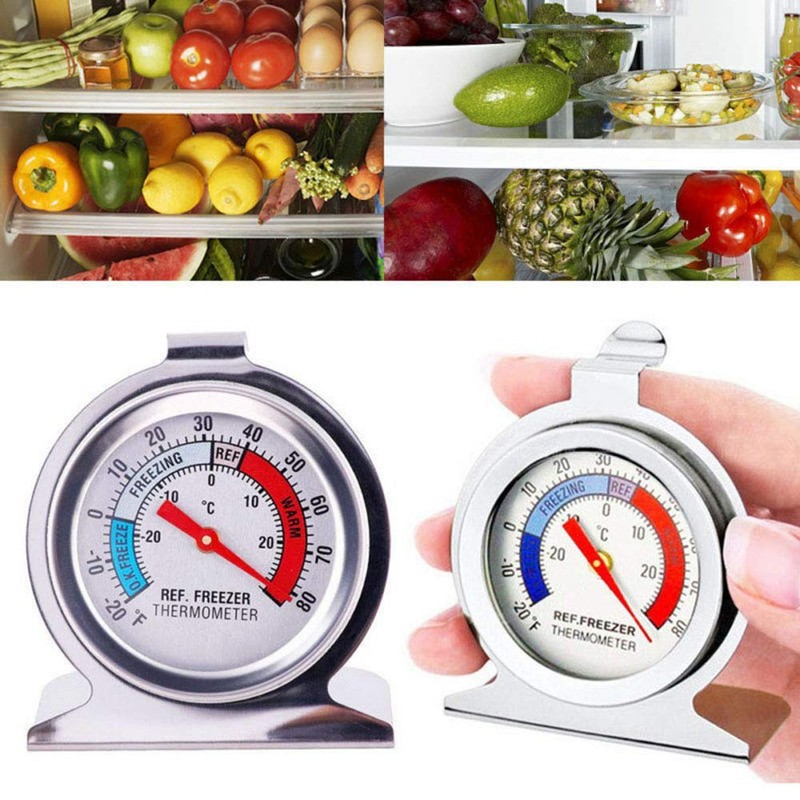 Fridge Thermometer Refrigerator Thermometer,INRIGOROUS 4Pcs Stainless Steel Dial Fridge/Freezer Thermometer
