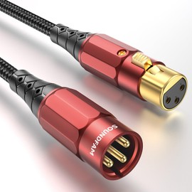 SOUNDFAM XLR Microphone Cable 1 m Gold-Plated XLR Connectors (24K) Double Shielded with 99.99% OFC Studio, Stage, Podcast, Live Streaming