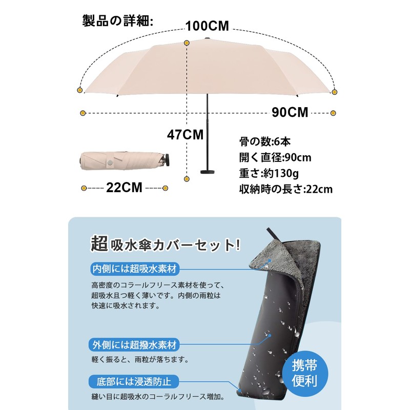 Ycssaw 2024 Lightest Carbon Umbrella, 6 Ribs, 4.6 oz (130