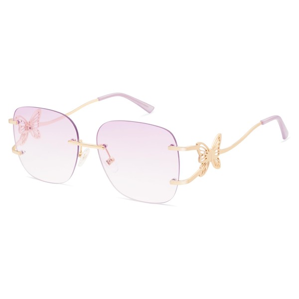Appassal Oversized Rimless Sunglasses for Women Men Square Butterfly Y2k
