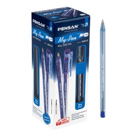 Pensan My Pen Vision 2210 Ballpoint Pens – Pack of 25, 1.0 mm – Swiss Tip, Smooth Low-Viscosity Ink – Ideal for Office & School Use (Blue)