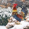 chisheen Rooster Decor Garden Statue Metal Chicken Yard Art Sculpture