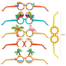 HOWAF Luau Party Glasses Hawaiian Funny Paper Glasses Tropical Fancy Props for Summer Kids Party Favors