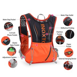 doorslay 5L Ultralight Hydration Backpack, Hydration Vest, Trail Run Backpack with 1.5 L Hydration Bladder or 2 Pieces 450 ml Water Bottle, Running Backpack for Running, Camping, Hiking, Marathoner