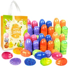 200Pcs 2.36'' Tall Iridescent Marble-like Plastic Easter Eggs for Kids Egg Hunt Basket Bag Empty Stuffers Fillers with 2pcs Cute Non Woven Bags, Toys Filling Treats & Easter Theme Party Supplies Favor
