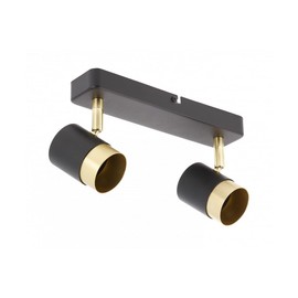 CGC Lighting ORIO Black and Brushed Gold GU10 Adjustable Indoor Ceiling Double Spot Light (Black, Double Spot Light)