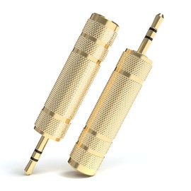 JAMEGA Jack Adapter 3.5 mm to 6.35 mm | 6.35 mm Jack Female to 3.5 mm Jack Plug AUX Stereo Adapter Audio with Gold-Plated Contacts for Headphones, Speakers, Guitar, Piano