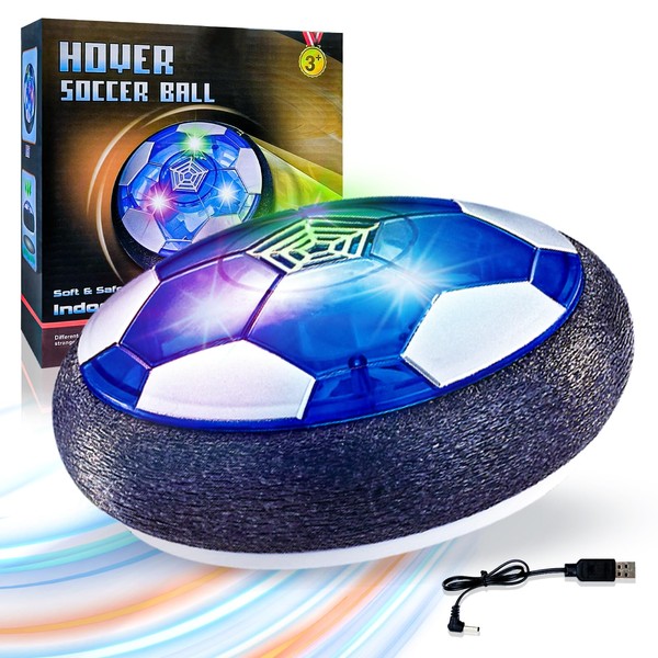 Hover Football Kids Toys,USB Rechargeable Hover Ball Gift with Colorful LED Lights & Protective Foam Bumper, Air Power Soccer Hover Ball for Boy Girl 3 4 5 6 7 8-12 Ages
