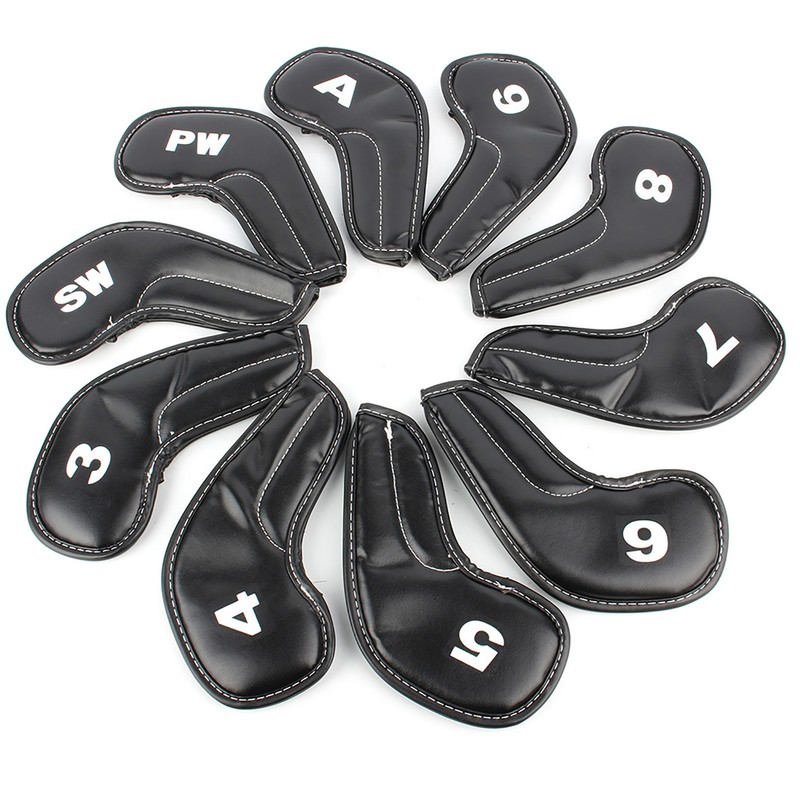 10pcs Golf Club Iron Head PU Covers Set Putter Protector