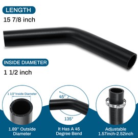 Frienda 2 Pcs Gasoline Fuel Filler Neck Hose with 8 Clamp Set 1 1/2 Inches Inside Diameter, 15 7/8 Inch Length Reinforced Gas Tank Fuel Filler Hose(45 Degree, 1 1/2 Inch)