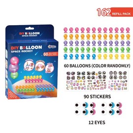 DIY Sticky Balloon With Pump, Re-Usable Decors, Model bouncy balloon kit multiple sculptures for kids toy, 60 balloons, 134 accessories, Party fun activities/gifts for toddler boys and girls【DealsForYouDays】:_Refils 162pcs(60balloons+102decos)
