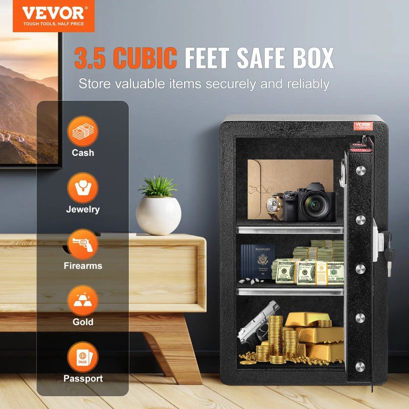 Single Door 3.5 Cu.ft Key Lock & Password Safe Box