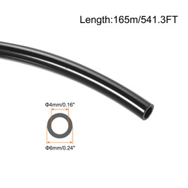 Rebower Pneumatic Tubing Pipe,6mm x 4mm Black PU Polyurethane Tube,541.3FT 165M,PU Air Line Tubing Hose Tubes for Air Compressor,Fluid Transfer,Air Brake