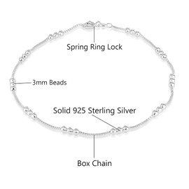 Savlano 925 Sterling Silver 9, 10 Inches Chain Anklet for Women Comes With a Gift Box