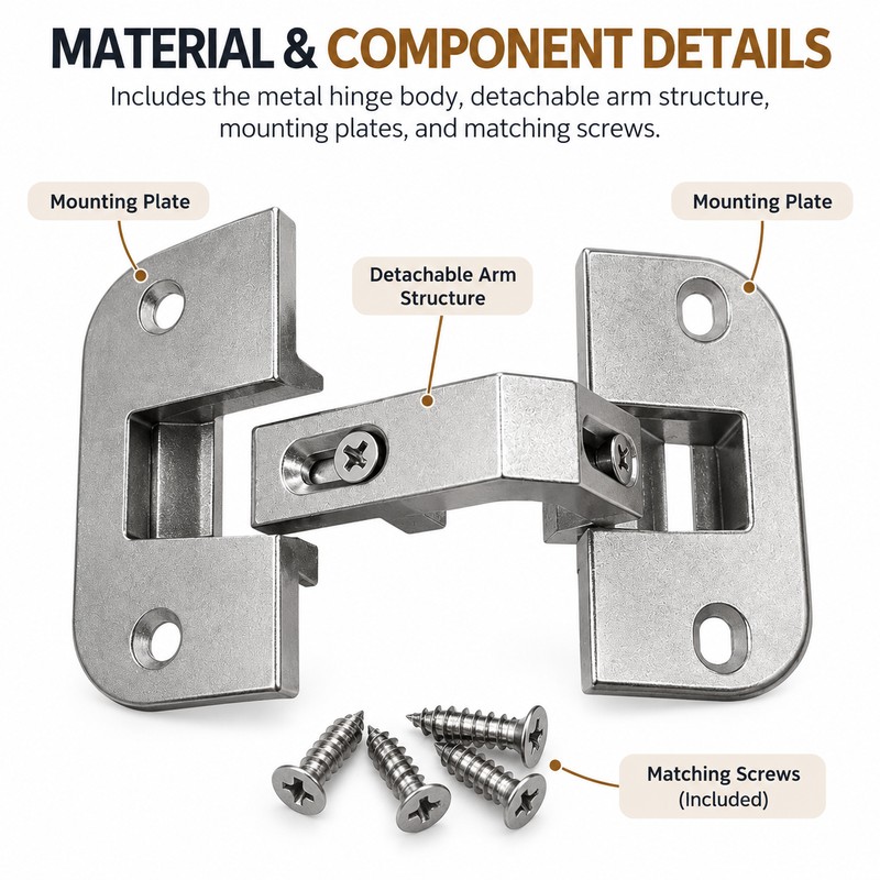 Zinc Alloy Furniture Hinge for Cabinet Doors – Detachable Flip