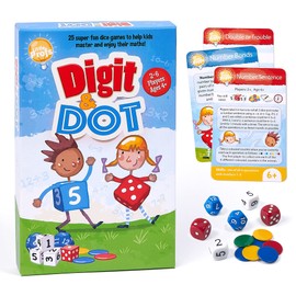 Little Profs Digit & Dot, 25 x Fun Educational Maths Games for Kids 4, 5, 6, 7 Year Olds. Family Dice Card Game. Practise & Learn for KS1 KS2 STEM