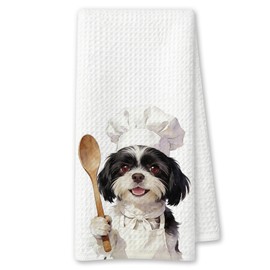 Funny Shih Tzu Kitchen Towels Decor 16x24 Inch, Shih Tzu Gifts for Dog Lovers, Chef Gifts for Women Men Hand Tea Dish Towels for Kitchen Dining Room Decor