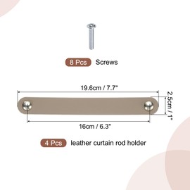 sourcing map 4 Pcs Leather Drawer Pulls, Kitchen and Wardrobe Door Knobs Leather Pulls Dresser Handles with Screw for Bathroom Kitchen Bedroom Dresser Cupboard, Light Beige