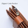 Women's RFID Blocking Leather Small Compact Bifold Zipper Pocket Wallet