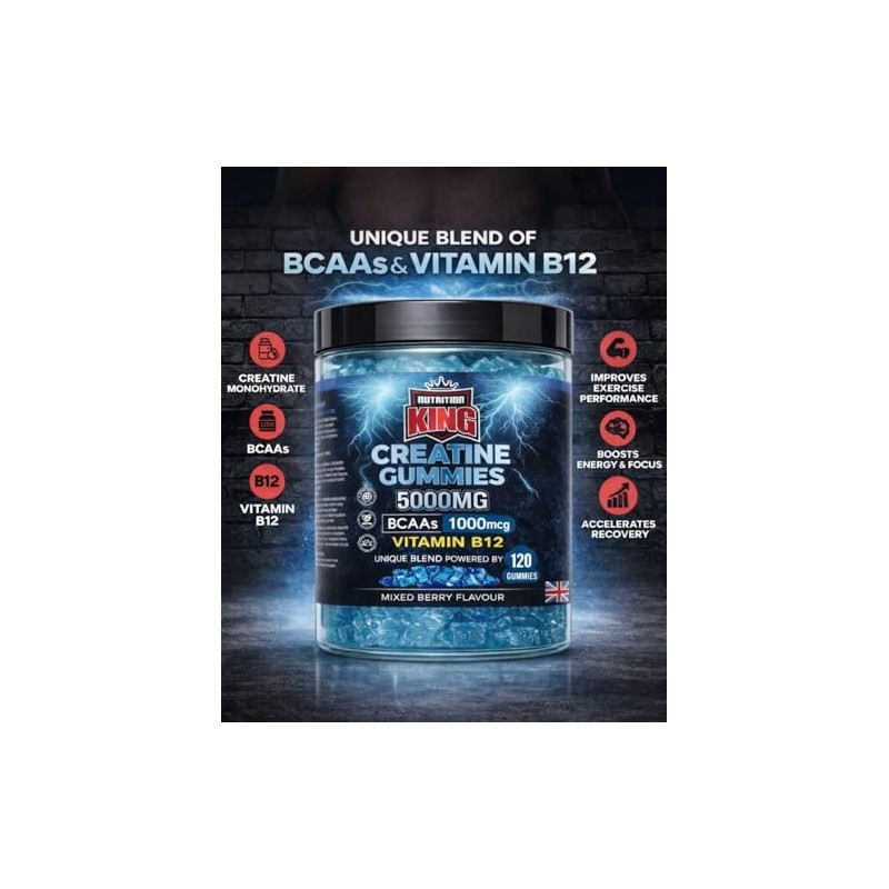Creatine Gummies 5000mg Per Serving – BCAA 1000mg + Vitamin