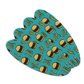 Hamburger and French Fries Pattern Double-Sided Oval Nail File Emery Board Set 4 Pack