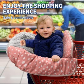 Pozico Shopping Cart Cover for Baby,High Chair Cover or Cart Cover for Babies,Baby Shopping Cart Cover Machine Washable/Portable with Free Carry Bag-Pink Polka Dot Print