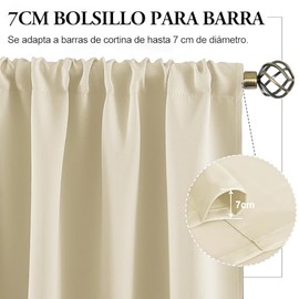NANWEI Cortinas Blackout para Recamara con Aislamiento Térmico, Cortinas para Sala 100% Poliéster Tela, Reducción de Ruido, Suave Cortinas con Bolsillo para Barra, 2 Paneles, 106.6 x 160 cm, Beige