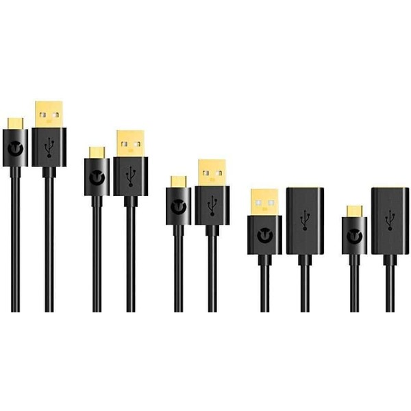 Titan Two Device Connection Kit [5-Pack] Premium Gold Plated Micro-USB