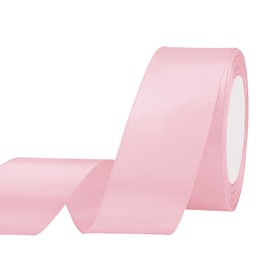Maclemon 1-1/2 inch x 25yds Lt Pink Satin Ribbon Fabric Ribbon for Gift Wrapping Very Suitable for Cutting Ceremony Kit Grand Opening Car Bows Sewing Craft Wedding Party Decoration