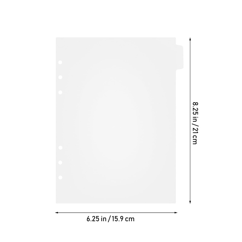 Index Divider Card Sheet a5 6 Holes Transparent Plastic Index