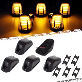 KOMAS Cab Roof Top Marker Lights Amber Led Clearance Running Lamps Compatible with 2014-2023 Dodge Ram ProMaster 1500 2500 3500,5PCS (Black Smoke Len)