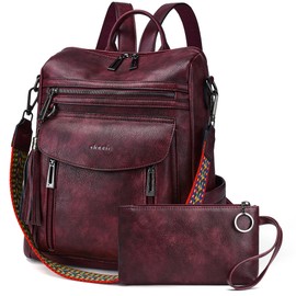 Shrrie Backpack Purse for Women Fashion Leather Backpack Purse Designer Travel Backpack Convertible Shoulder Bag with Wristlet