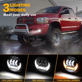 Auxbeam 2023 Upgraded LED Fog Lights Lamp Replacement for Dodge Ram 1500 2002-2008 Dodge Ram 2500/3500 2003-2009 Durango Truck 2005 2006 with DRL&Turn Signal DOT Approved, Black