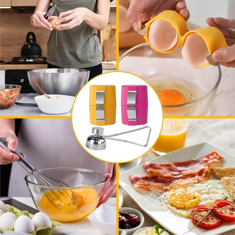 2PCS Easy Egg Opener Plus 1PCS Stainless Steel Egg Opener,