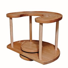 Two Tier Organizer Wood Lazy Susan for Countertop Spinner Turntable Tea Organizer for Cabinet Soda Rack Organizer Turn Tables for Organization | Spice Storage Organizer House Organization (Sunset)