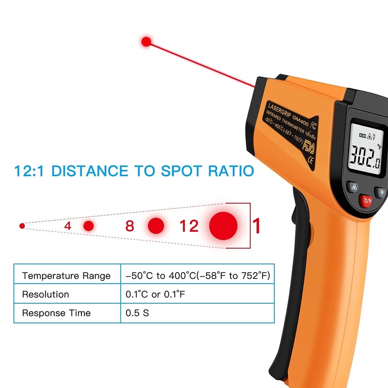 Kitchen Infrared Thermometer, -50°C to 400°C(-58°F to 752°F) Digital Laser