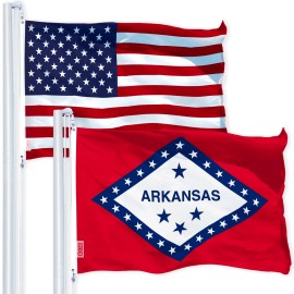 G128 Combo Pack: USA American Flag 3x5 Ft 150D Printed Stars & Arkansas State