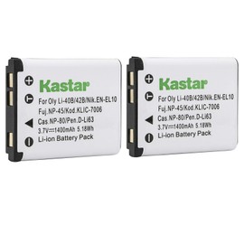 Kastar Battery (2-Pack) for Pentax Optio D-LI108, D-LI63 Work with Pentax Optio L36, L40, LS465, LS1000, M30, M40, M90, M900, RS1000, RS1500, T30, V10, W30 Digital Cameras
