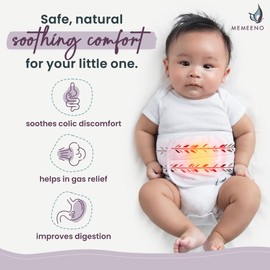 MEMEENO Baby Belly Band for Gas and Colic Baby Relief - Belly Band for Heating Pad for Colic, Heated Tummy Wrap, Feathers
