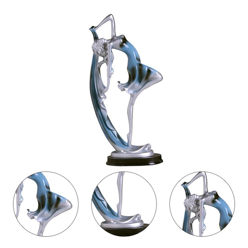 Dancing Girl Figurine Resin Table Decoration Ornament ,Blue,23x11cm