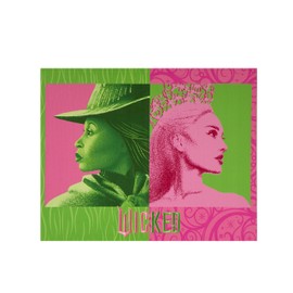 Idea Nuova Wicked the Movie Glinda and Elphaba Canvas Wall Art with Embroidery Detail, 14" Wx11 H