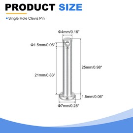 sourcing map 6Pcs M4 x 25mmSingle Hole Clevis Pins, 304 Stainless Steel Flat Head Clevis Pins Hitch Pin for Trailer Latch, Mechanics Repair, Furniture Installation, Industrial Equipment