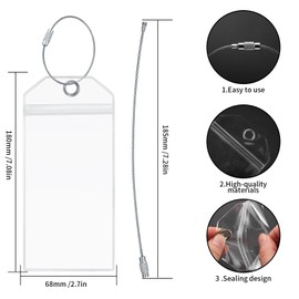 8 Pcs Cruise Luggage Tags Holders, Clear Cruise Luggage Bag Tags with Zip Seal & Steel Loops Reusable, for Cruise Ships, ID Badge, Cruise Travel Accessories