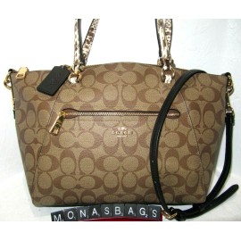 Coach New C4293 Prairie Mix Signature Khaki Zip Satchel Crossbody Bag NWT $378