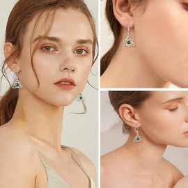 YIFSIY Celtic knot Earrings Trinity Knot Leverback 925 Sterling Silver Dangle Drop Earring for Women Heart Birthstones Jewelry Gifts, Sterling Silver, Cubic Zirconia