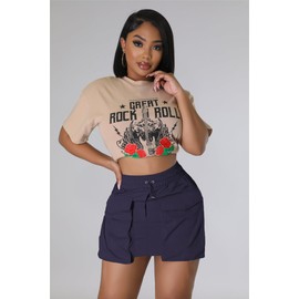 Y2K - Faldas tipo cargo para mujer, estilo casual, cintura alta, entalladas, con cordón y bolsillos, marino, XS