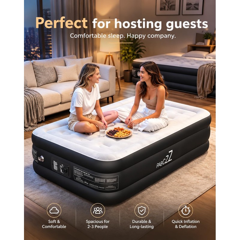 Air Mattress Twin with Built-in Pump, 18" Height, Up to